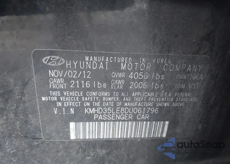 2013 Hyundai Elantra Gt из США, поврежденный, VIN KMHD35LE8DU061796